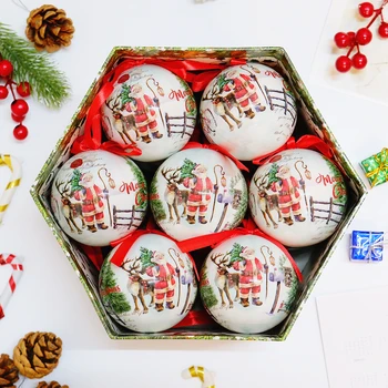 8cm 크리스마스 트리 볼 세트, 거품 공 구 장식 홈 하우스 파티 Bauble 펜던트 장식품 새해 Navidad 장식 선물