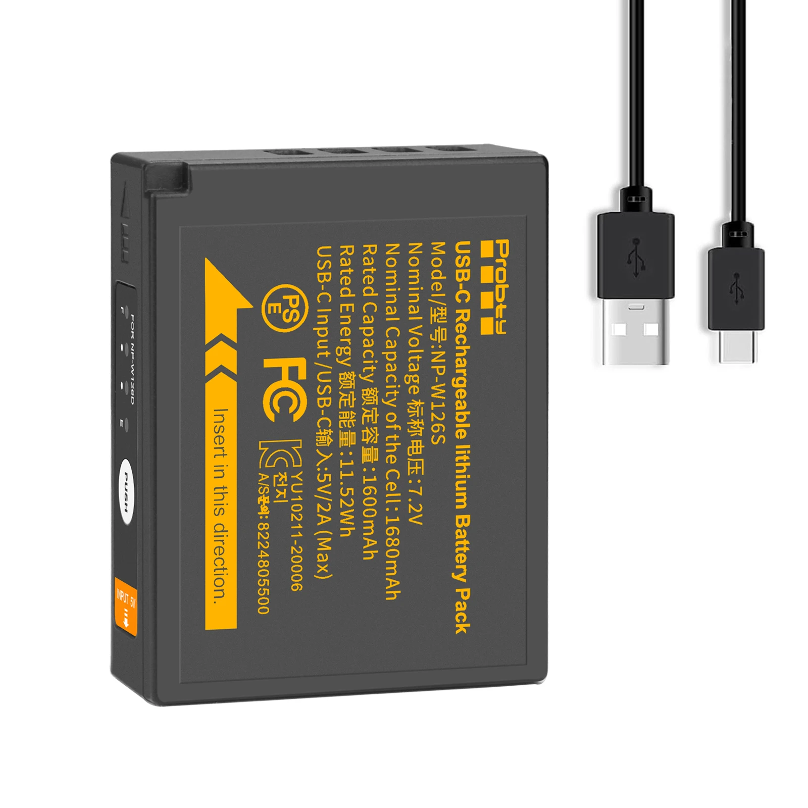 NP-W126 NP-W126S バッテリー USB-C 高速充電付き Fujifilm XT30II XM5