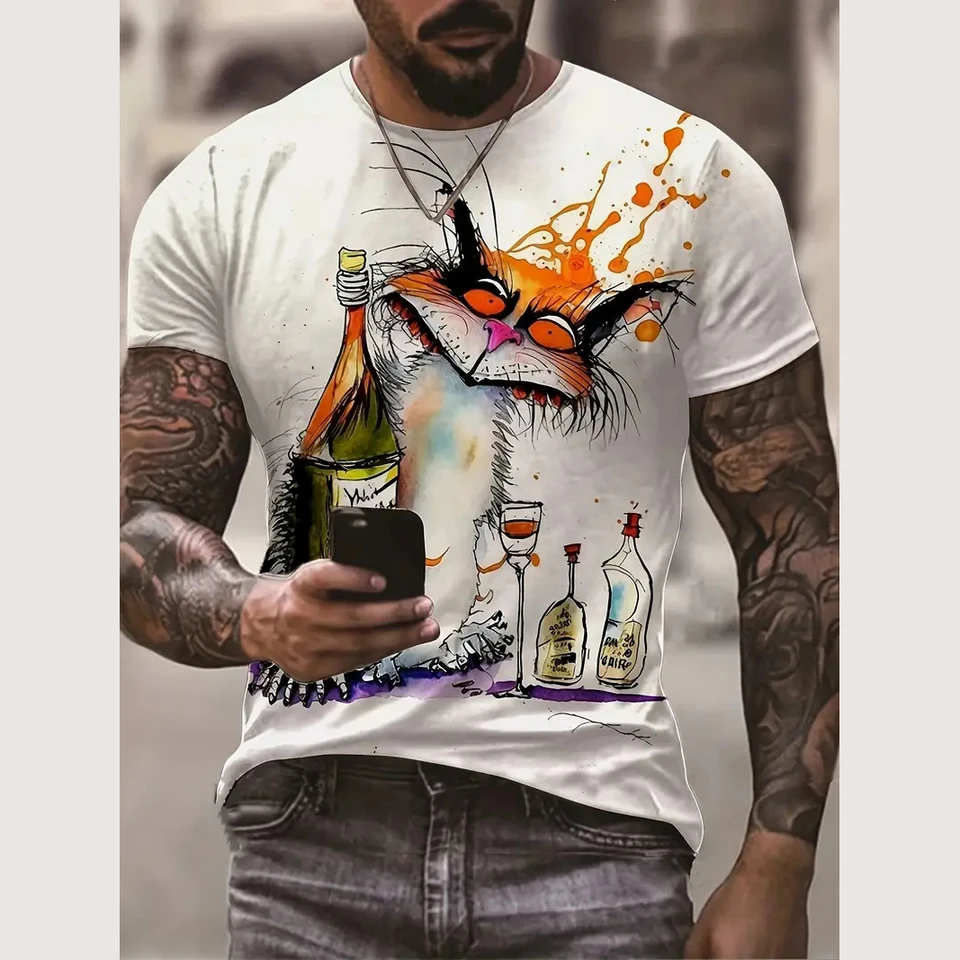 Acquista Nuove magliette grafiche 3D divertenti animali bovini estate uomo moda personalità interesse stampato girocollo manica corta tees top in Italia a partire da 2.67