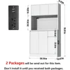 71" Tall White Kitchen Pantry Cabinet,Kitchen Pantry Storage Cabinet with Power Outlet,Freestanding Kitchen Hutch w/ countertop 2