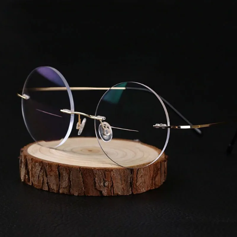 

Female Rimless Round Glasses Frame Man Women Titanium Alloy Ultralight Prescription Myopia Optical Eyeglasses Frames