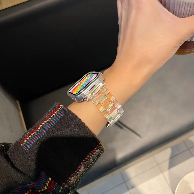 Rainbow Clear Resin Band - Lightweight Wristband Strap Bracelet