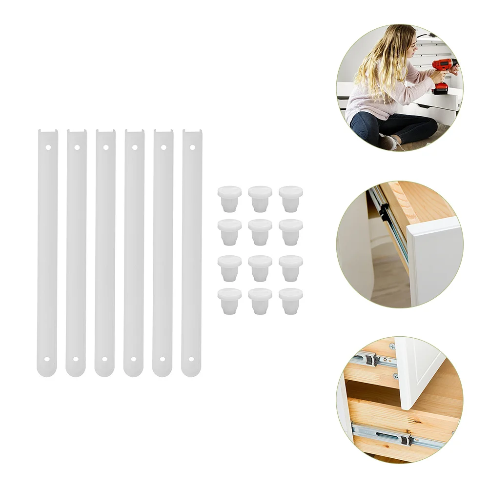 3 Sets Drawer Plastic Slides Sliding Guides Rail Door Kit for Sliders Side Mount Track Accessories with Rails