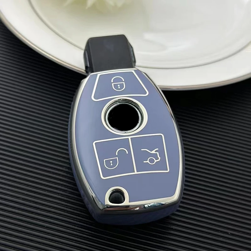 Autoschlüsselgehäuse Für Mercedes - Leder Case Mit Zinklegierung