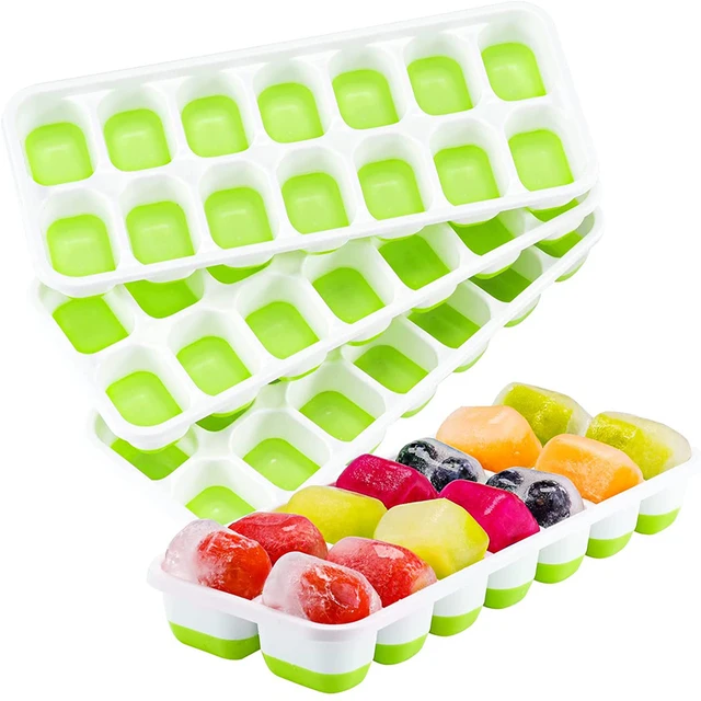 Silicone Ice Cube Tray with Lid Flexible 14 Ice Cube Mold Chic Kitchen 1X