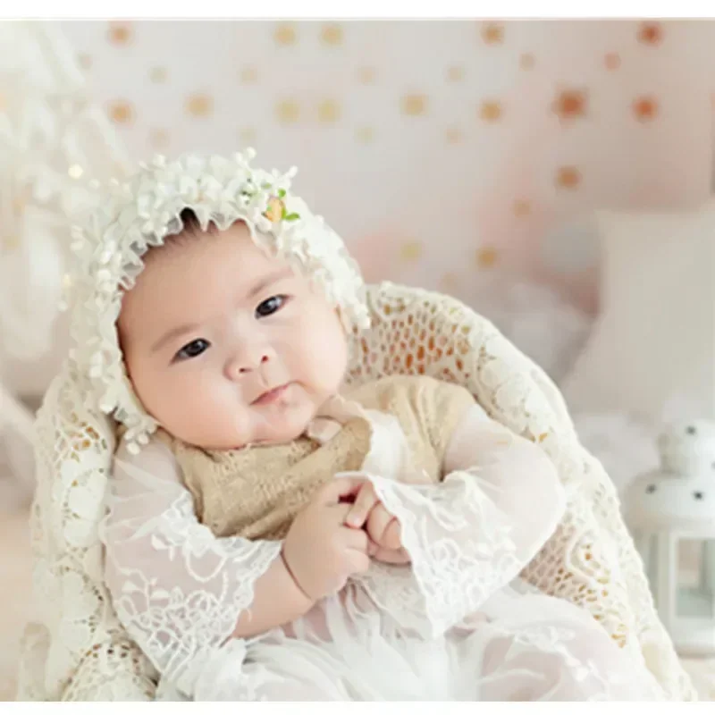 

Newborn Photography Baby Lace HAT+Dress+Pants 3-Piece Suit Baby Photograph Props Accessories Studio Infant Take Photos Clothing