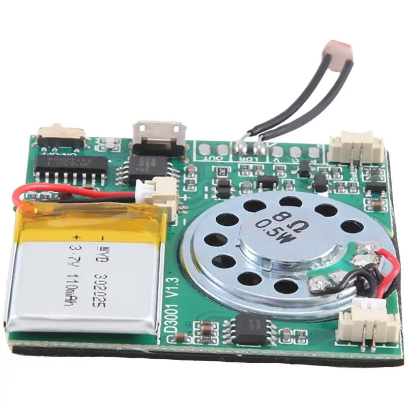새로운 USB 녹음 음악 모듈 DIY MP3 녹음 가능 사운드 모듈 USB 다운로드 가능 사운드 모듈 녹색, 조명 제어 1개