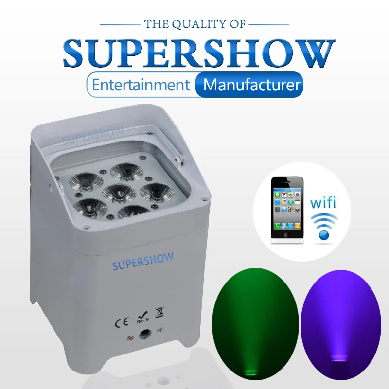 

6*18W RGBWA+UV 6in1 Wifi Wireless LED DJ DMX lighting Par Battery Uplightings