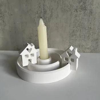 New Epoxy Mold Love House Table Decor 4 Even Chimney Small House Molds DIY Castle Chocolate Silicone Mold Cake Decoration Gypsum