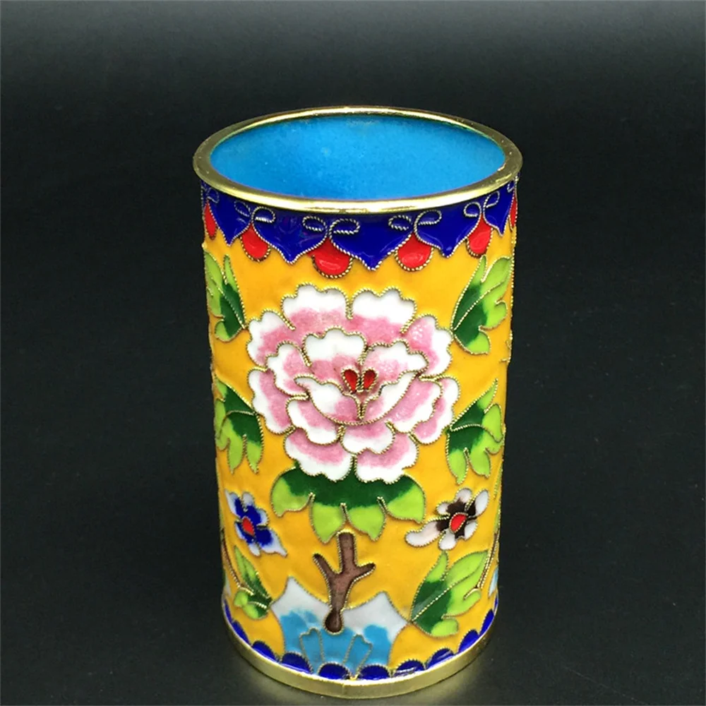 

Chinese antique glazed Cloisonne gold-plated pen holder crafts can choose colors