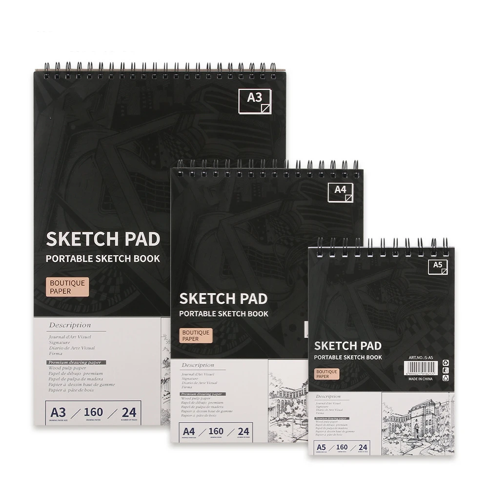 

Sketch Paper Spiral Sketchbook Graffiti school supplies Size A4&A5 24 pages Wood pulp paper Painting paper blank page