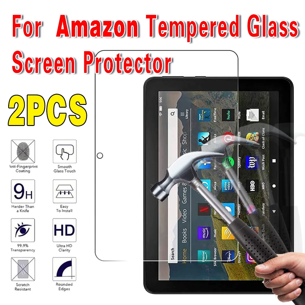 

2Pcs Tablet Tempered Glass for Fire 7 10 Kids HD 8 8 Plus/Kids 10th HD 10 10 Plus Full Cover Protective Screen Protector Film