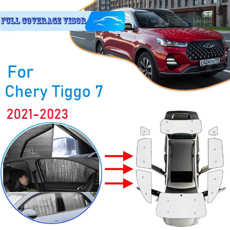 

Автомобильные солнцезащитные козырьки с полным покрытием для Chery Tiggo 7 Pro Plus 2023 2022 2021, солнцезащитный козырек на лобовое стекло, анти-УФ оконный козырек, автомобильные аксессуары