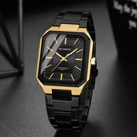 CURREN NEW Stainless Steel Strap Vintage Rectangle Dial Quartz Watches for Men Luminous Hands Waterproof