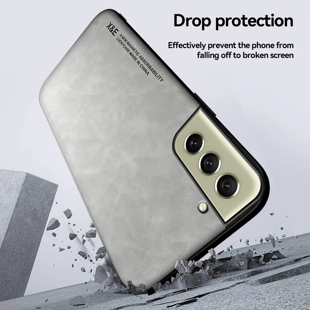 Luxury Lambskin Leather Magnetic Case For Samsung Galaxy S21 FE 5G Silicone Shockproof Cover On Sumsung S 21 FE S21FE S21 Faith 5