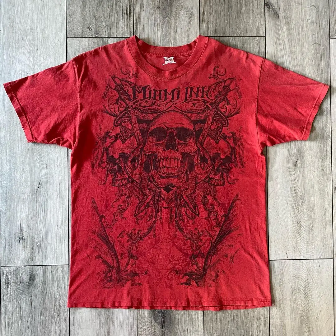 

Y2K Goth Skull Oversized T-shirt Letter Printing New Harajuku Top Hip-hop Retro Fashion Round Neck Loose Casual Shirts for Women