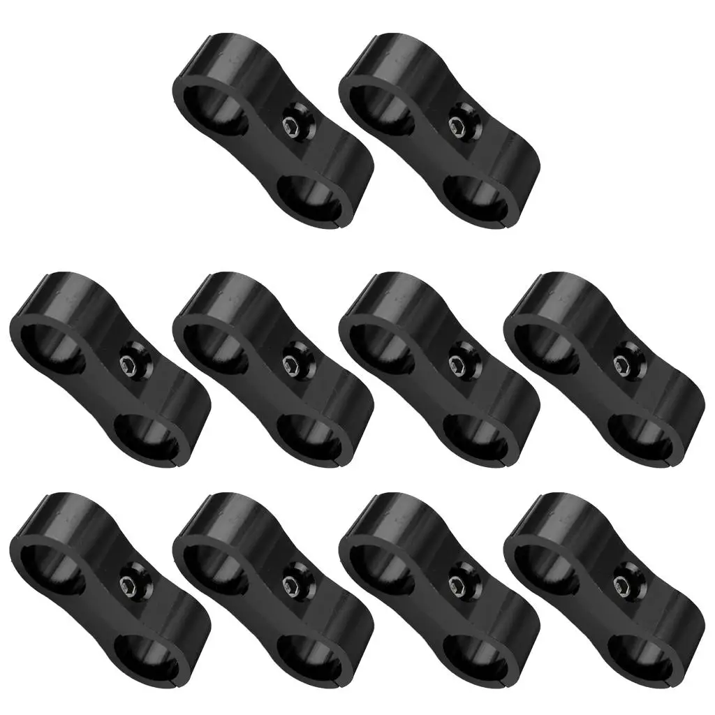 10 Pieces AN6 AN-6 13.4mm Braided Hose Separator Mount Clamp Black