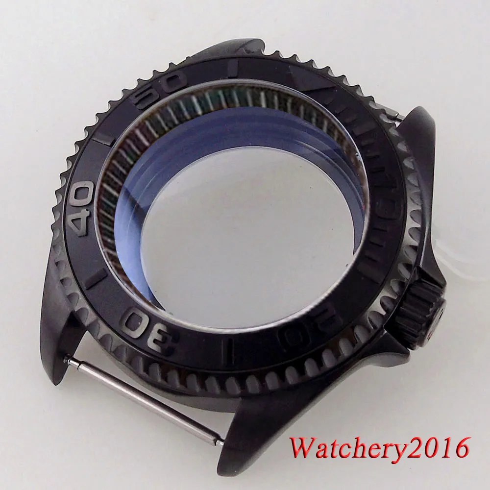 

42mm NH35A 5Bar Automatic Black PVD Watch Case for Men For NH35 NH36 NH34 Color Chpater Ring Brushed Case Sapphire Glass