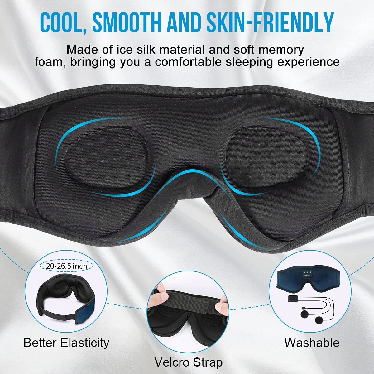 Casque de Sommeil, Masque de Sommeil Casque Musical Bluetooth 5.0 sans Fil  avec Ultra-Fins HD Stéréo Haut-parleurs, Anti Bruit Sommeil Bandeau  Bluetooth pour Sport, Dormeurs Latéraux et Voyage : : Hygiène et