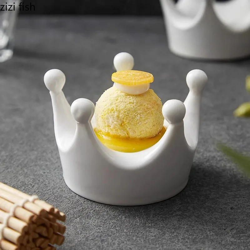 Creative Crown Shaped Ceramic Dim Sum Plate Dessert Dish Sushi Dish Restaurant Molecular Cuisine Display Tableware