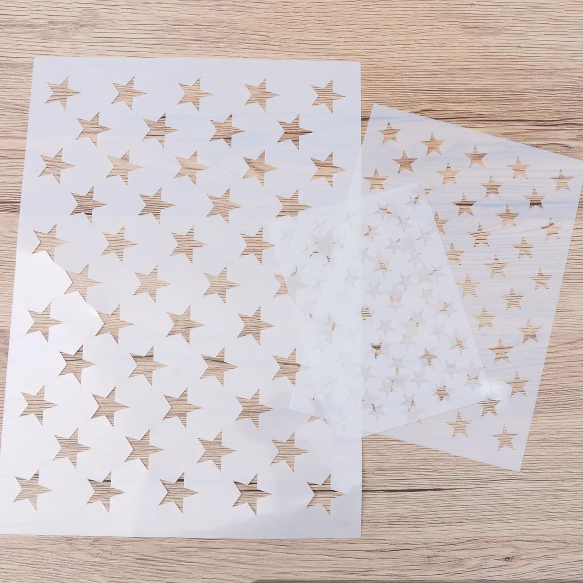 3Pcs 스타 할로우 페인팅 스텐실 DIY 벽 나무 패브릭 종이 공예 장식 벽화 스텐실을위한 드로잉 템플릿