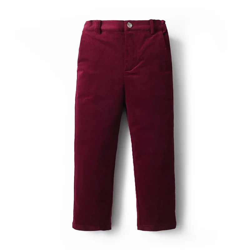 Clibeso Baby Boy Autumn Pant Kids Vintage Wine Red Pants Children Casual Outdoor Clothing Bottom