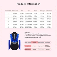 Girls Gymnastics Dance Performance Outfit Mock Neck Sleeveless Cutout Back Sparkling Sequins Color Block Leotard with Gloves - Image 6