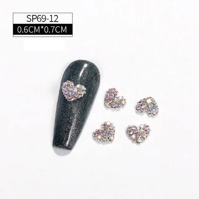 LEAMX 10 Pcs Nail Supplies 3D Charms Rhinestone Nail Art Decorations Pretty Girl Nails DIY Alloy Gemstone Nails Diamond Jewelry SP0069-12