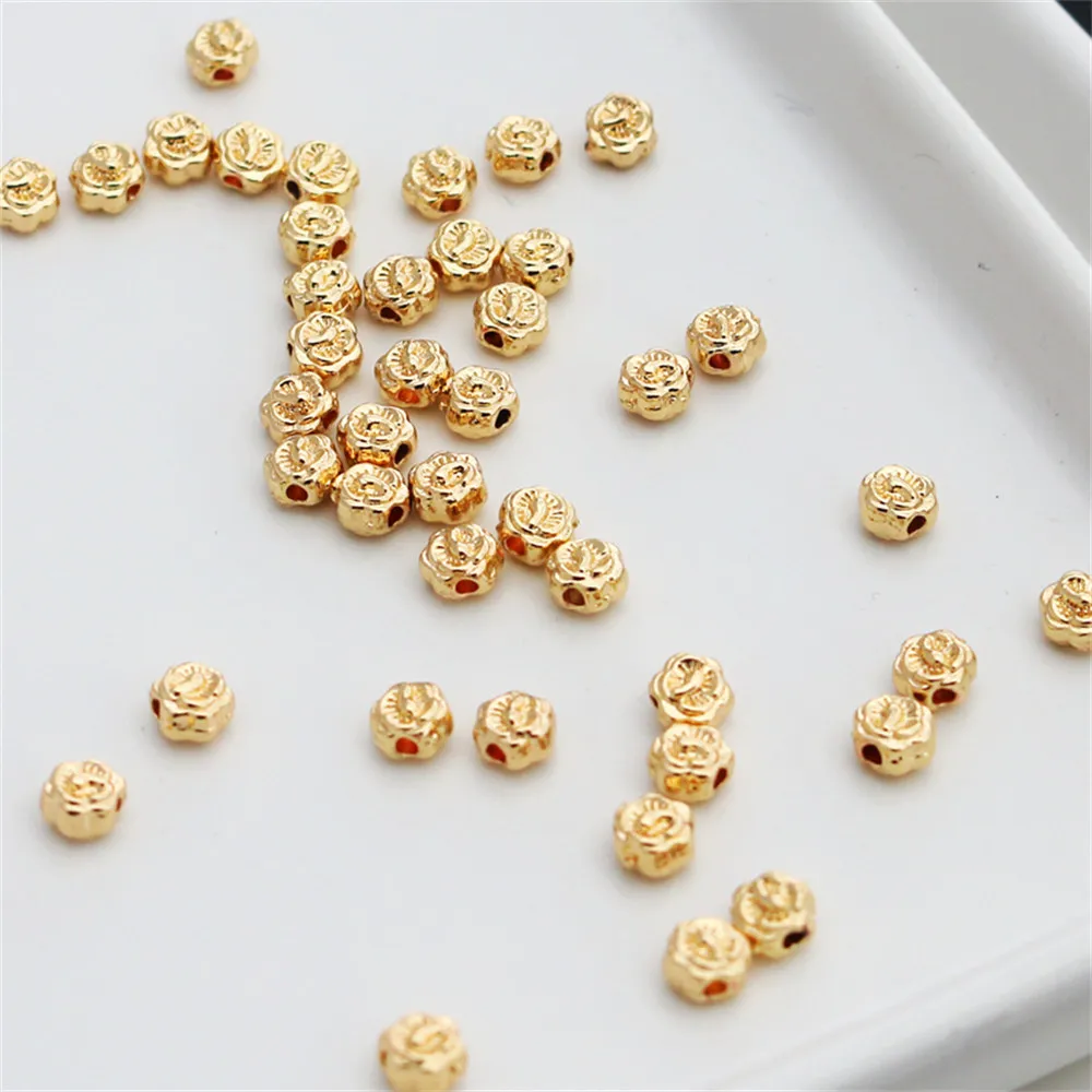 

5mm Double-sided Small Flower 14K Gold Plated Spacer Beads for DIY Jewelry Making Components Bracelets Accessories