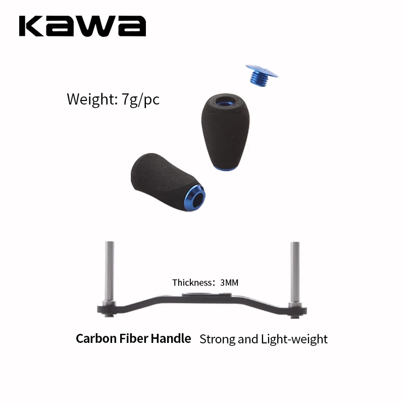 Kawa 1pc Fishing Reel Handle Carbon Fiber With EVA Knob For S/ D/ A Baitcasting Hole Size 8*5/7*4mm Length 90mm DIY
