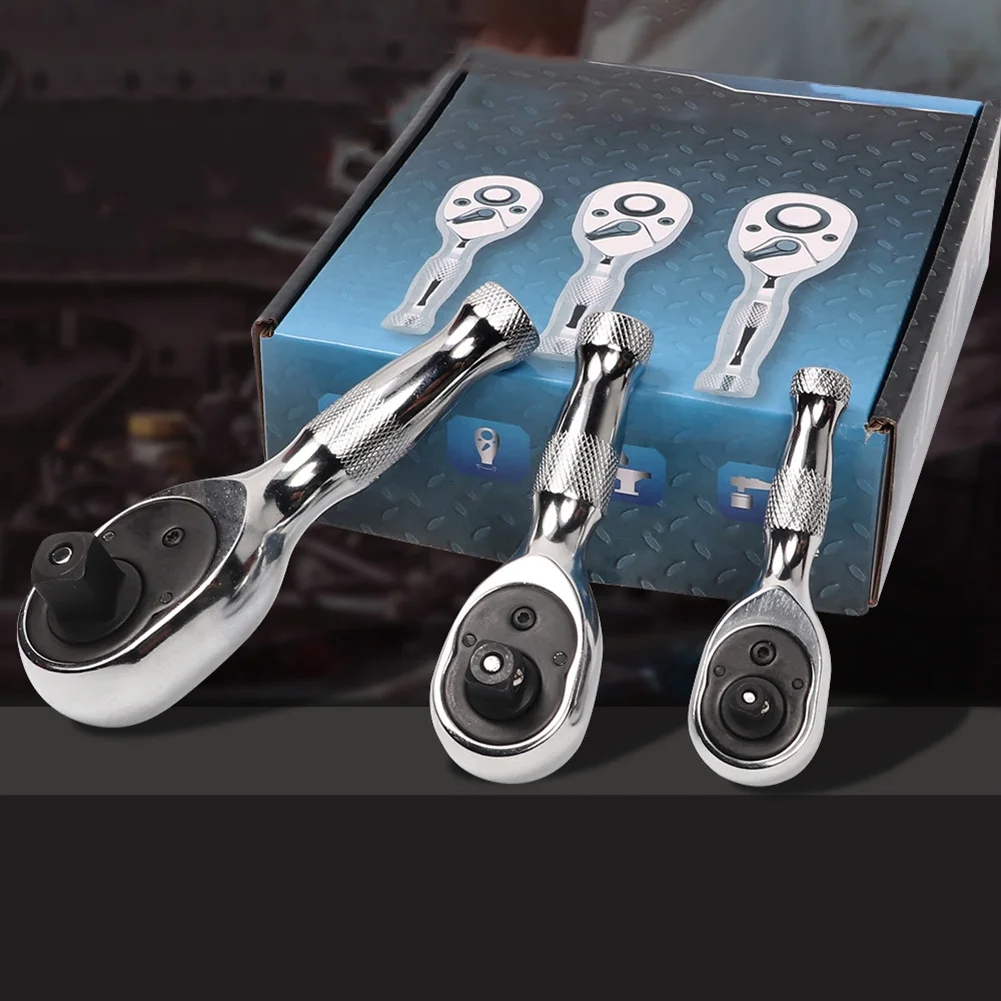 

3pcs 72 Teeth Quick Socket Ratchet Wrench Spanner 1/4 3/8 1/2Inch Short Handle Manual Ratchet Wrench Hand Tools Accessories