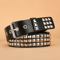 Edgy Punk Rock Fashion Rivet Belt - 110cm (Black)