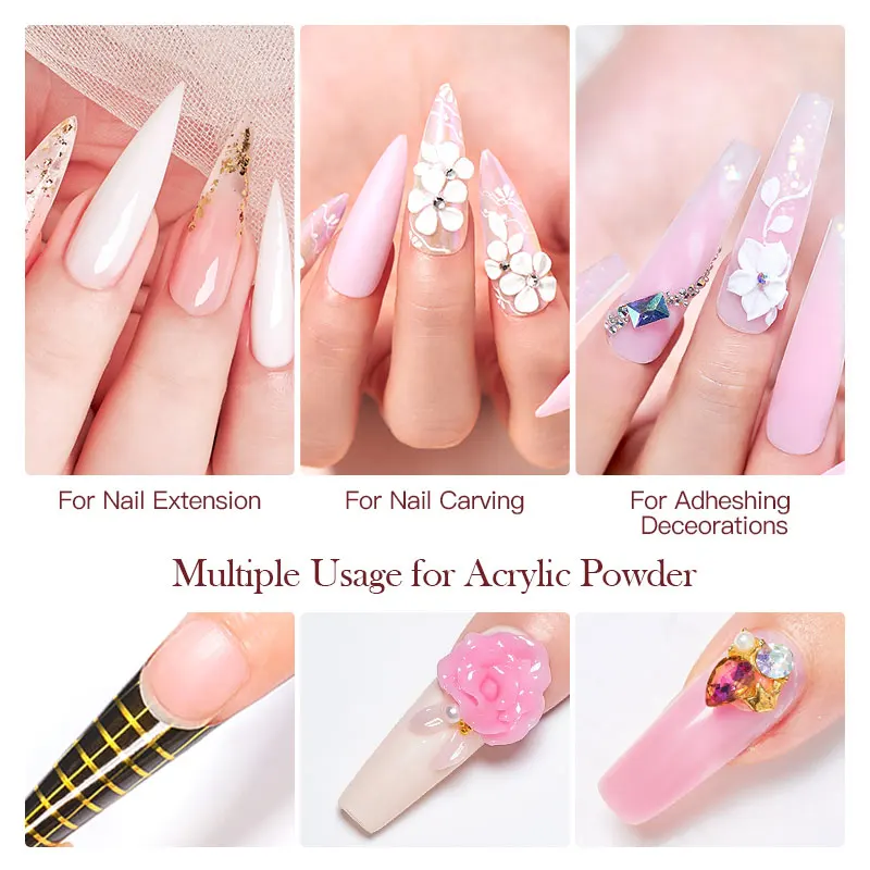 Mtssii 10g Acrylic Powder Pink Clear White Acrylic Nails Professional Polymer For Nail Extension No Need Lamp Cure Nail Supplies 4