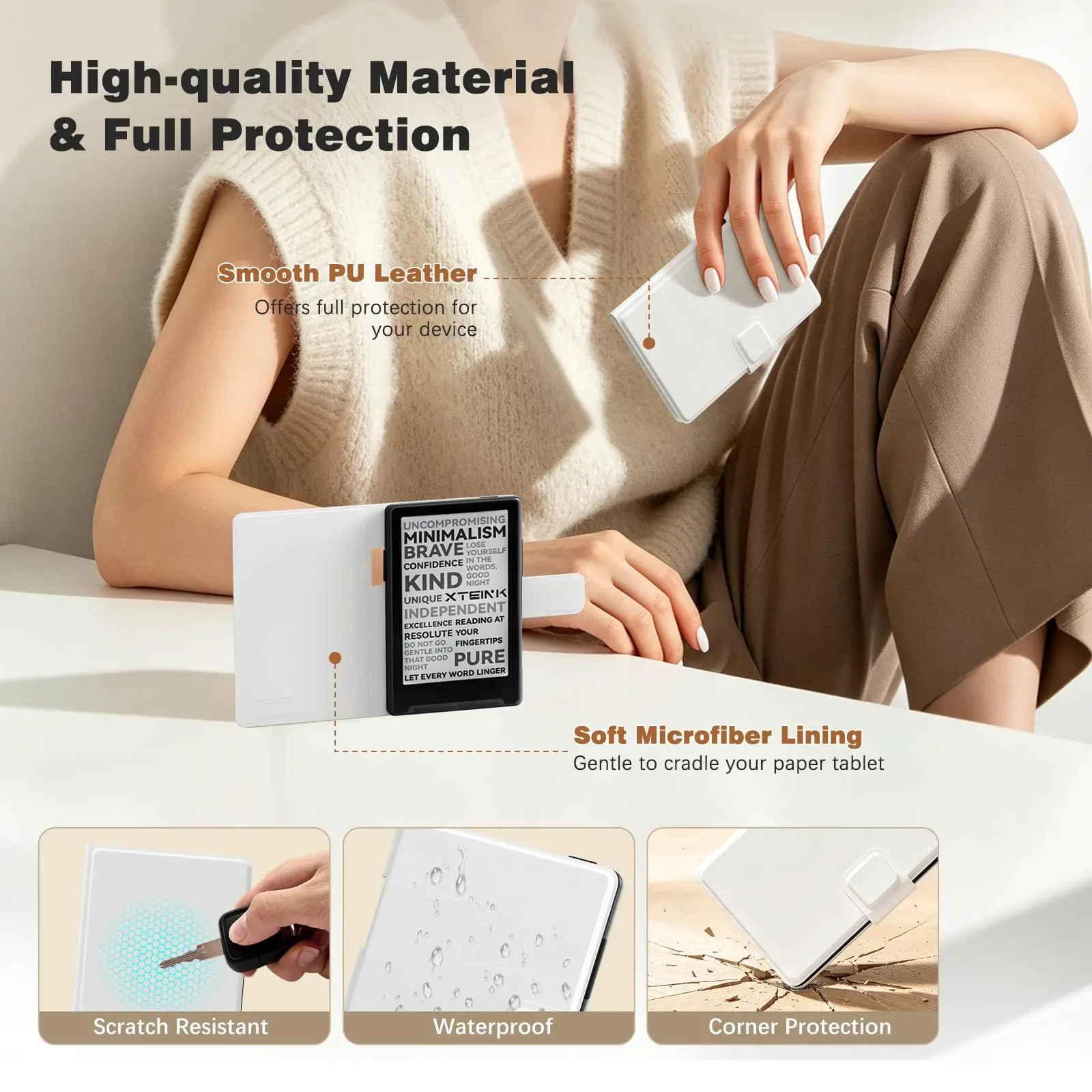 MoKo Magnetic Detachable PU Leather Protective Case Folio