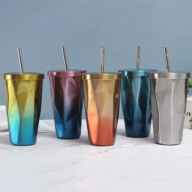 Stainless Steel Cups Lids Straws  Stainless Steel Double Insulation Cup -  Stainless - Aliexpress