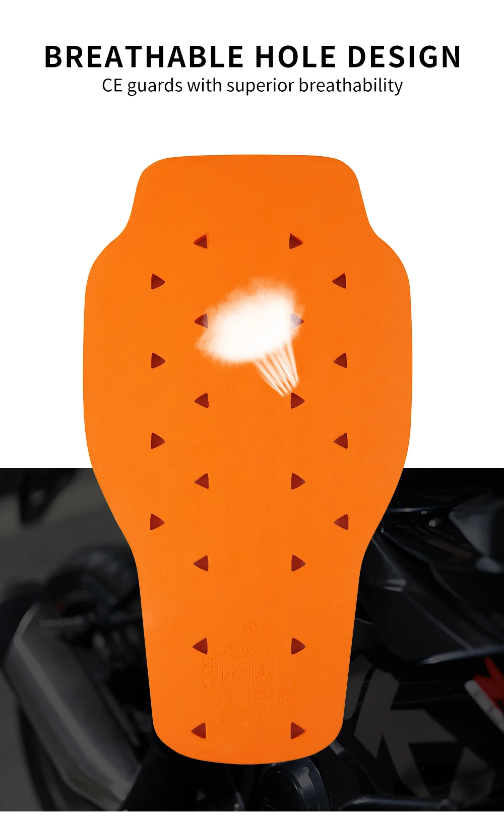 WOSAWE 오토바이 아머 보호 기어 재킷, 뒷면 삽입 보호대, 고탄성 레이싱 아머, 뒷면 척추 모토 보호대