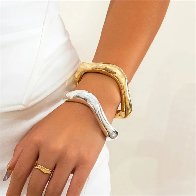 

SHANGZHIHUA Irregular Metal Design Personality Exaggerated Bracelet for Women European and American Fashion High Jewelry Gift