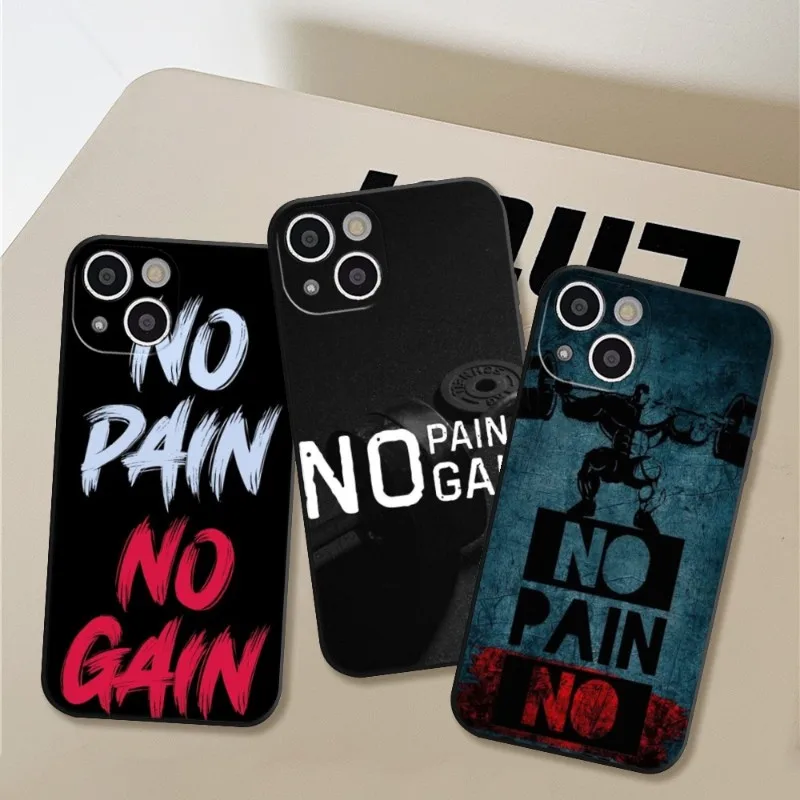 No Pain No Gain Gym Fitness Phone Case Per Iphone 14 11 12 Pro 8 7 Plus X 13 Pro Max Se2020 Xr Xs Riccu Soft Cover