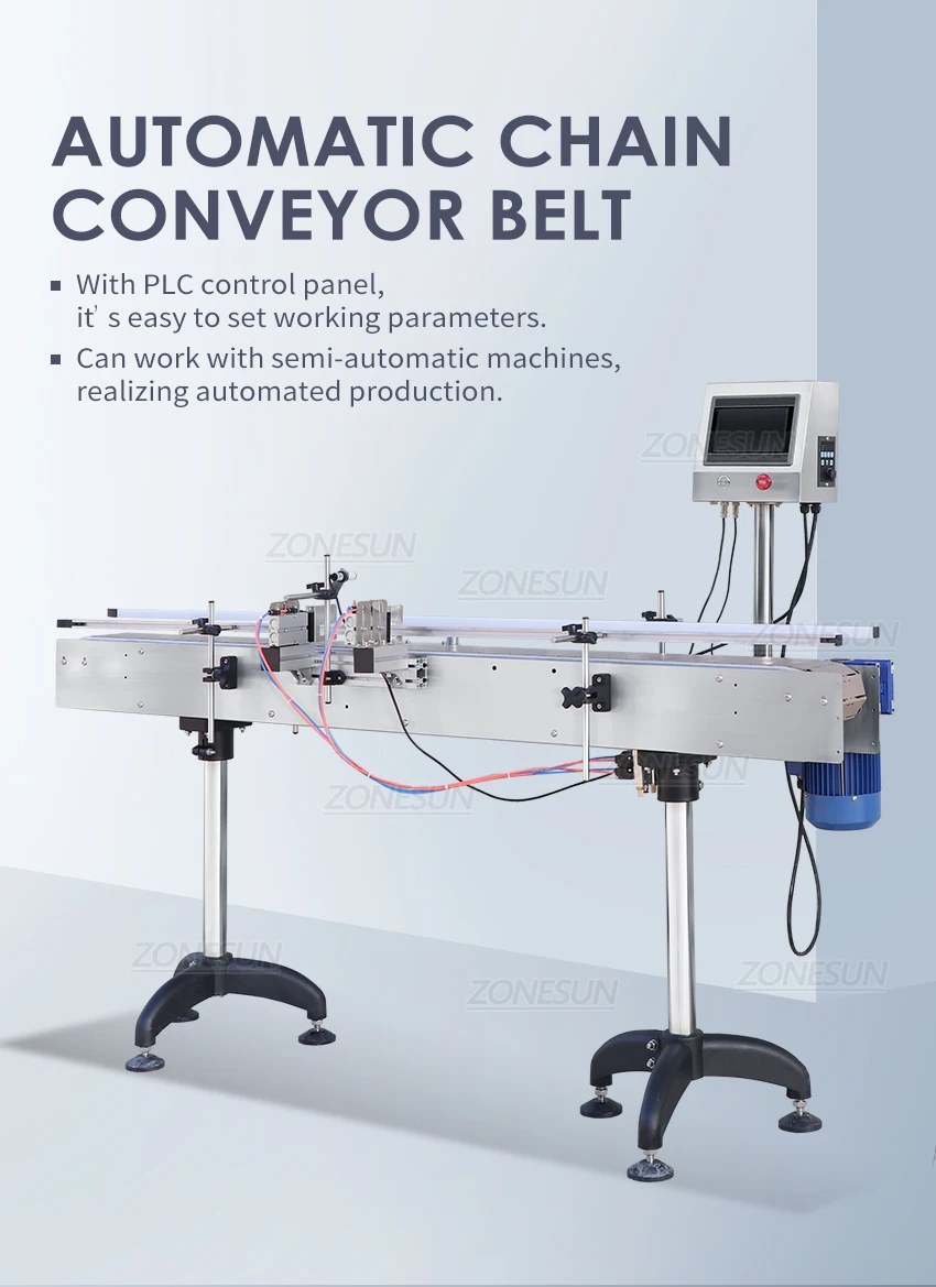 ZONESUN ZS-CB100P 1.9m Automatic Chain Conveyor Belt For Production Line