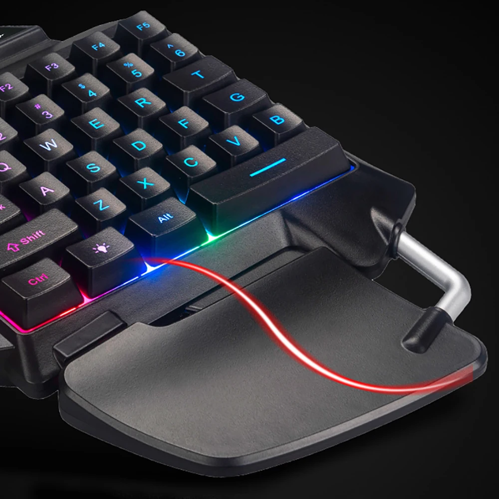 한 손으로 게임용 키보드 인체 공학적 LED RGB 백라이트 PC PS4 Xbox 게임용 휴대용 미니 게임 키패드 게임 컨트롤러