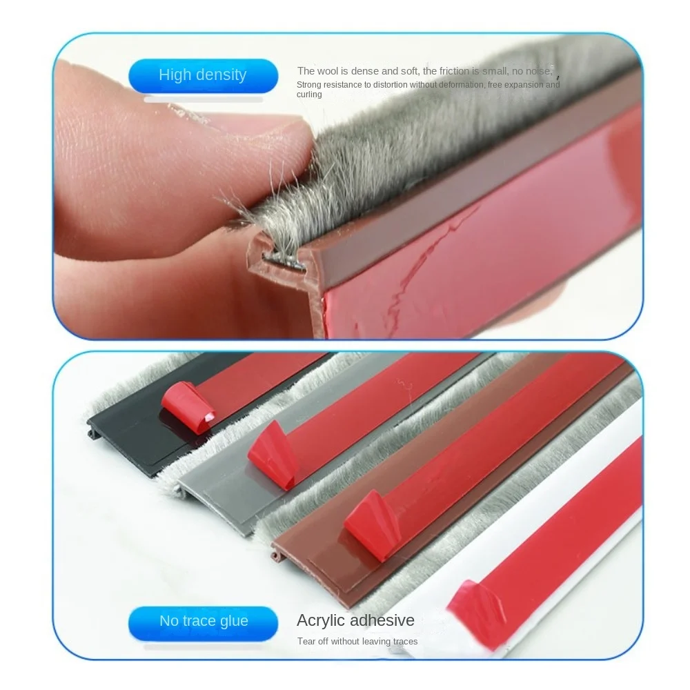 Description Picture 4 of itemSelf Adhesive Under Door Draft Stopper Hot or Cold Air Insulation with Brush Integrated Door Sweep 39" L/2" W Noise Insulation