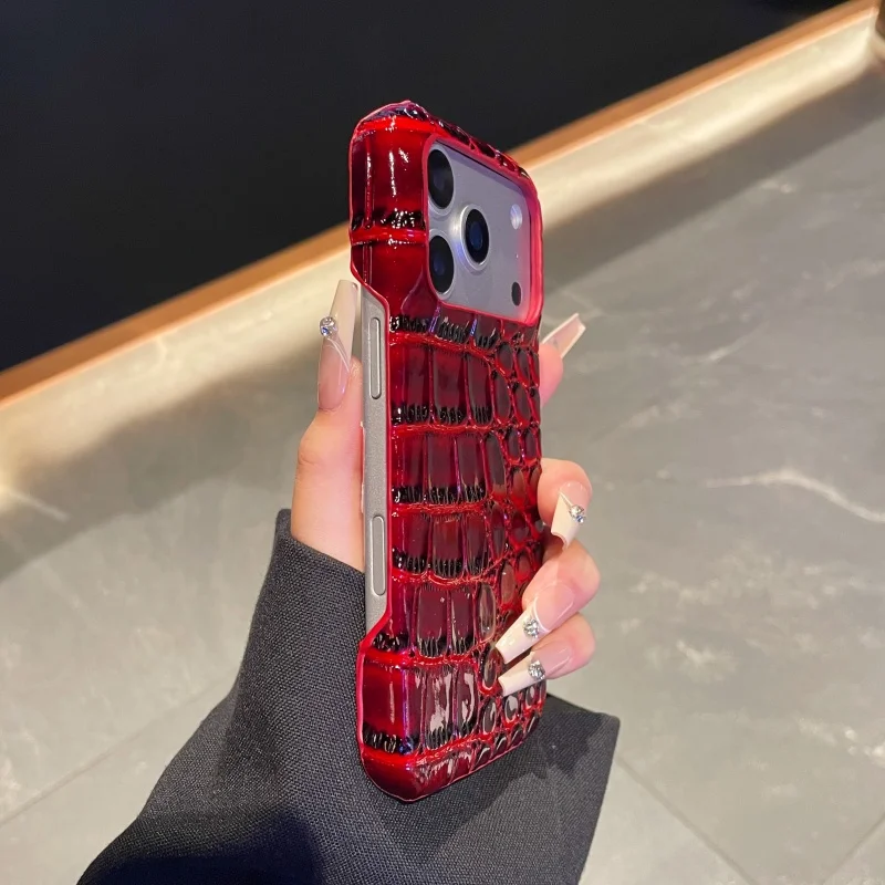 Luxury 3D Crocodile PU Leather Hone Case For IPhone 11 12 13 14 15 16 17 Pro Max Plus Air Mini 17ProMax Alligator Cover Funda_voghion.com