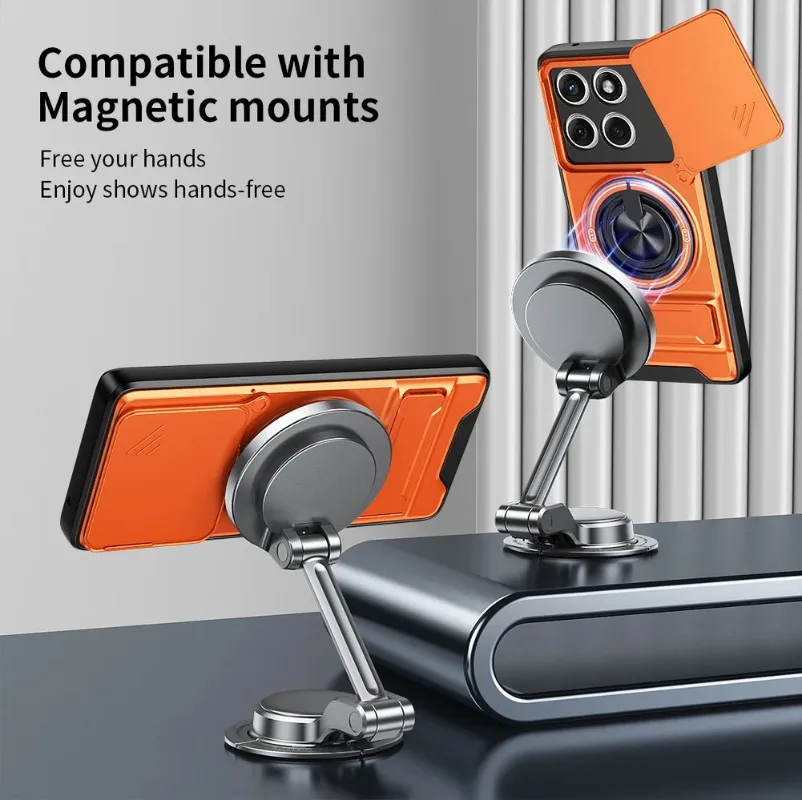 Sleek Magnetic Car Holder Case with Slide Lens Camera Protection Cover