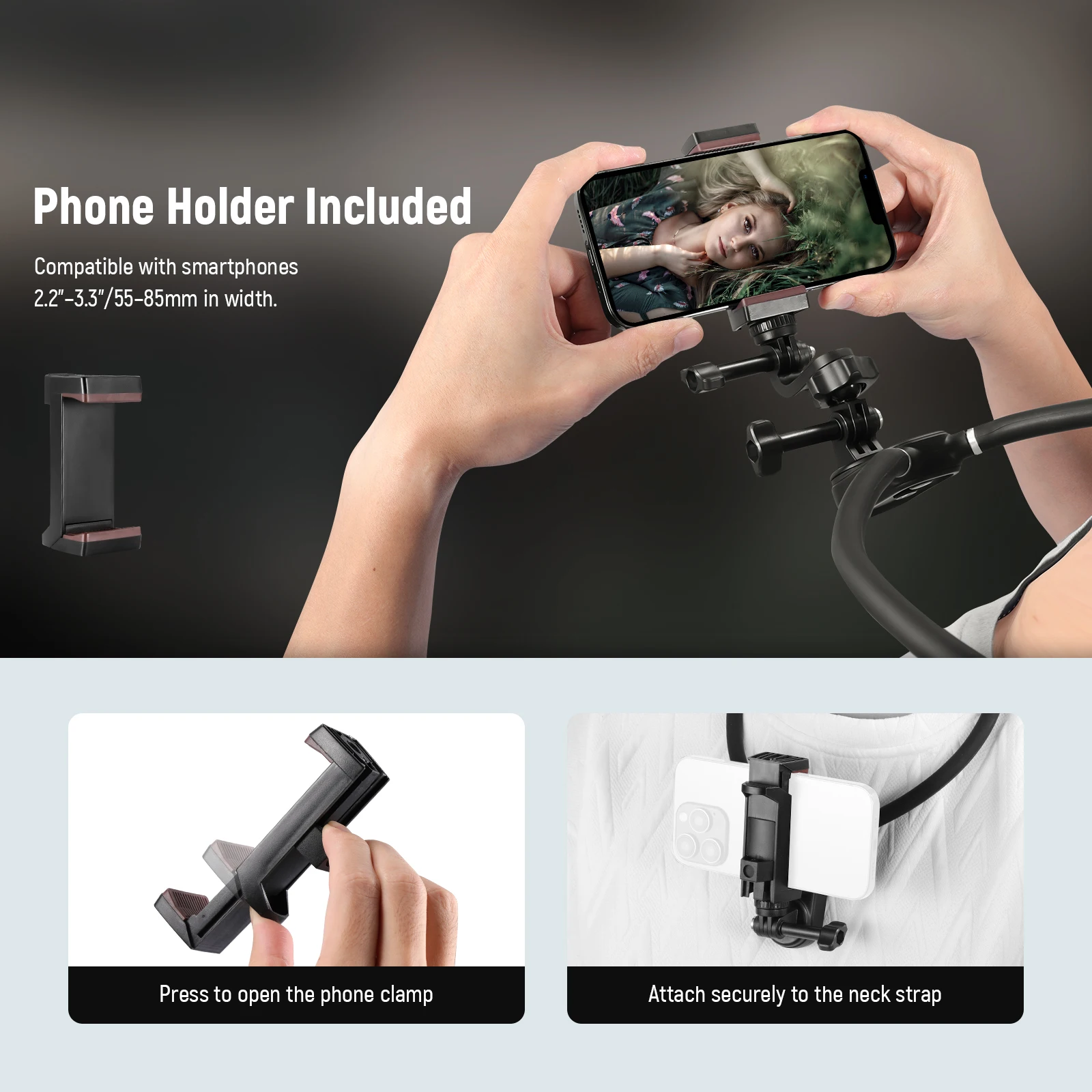 NEEWER Original Magnetic Neck Mount Holder with Phone Clip Suit For Hero 12 11