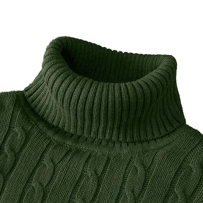 Autumn Men's Long Sleeve Knitted Sweaters Men's Slim Fit Turtleneck Sweater Casual Pullover Sweater Lightweight Ribbed Sweater 5