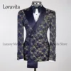 Customized Tuxedo Luxury Beaded Men Suits 2 Pieces Sets Male Dinner Party Blazers Slim Fit Groom Prom Terno Masculinos Completo 1