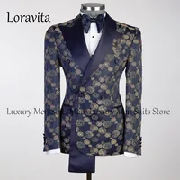 Customized Tuxedo Luxury Beaded Men Suits 2 Pieces Sets Male Dinner Party Blazers Slim Fit Groom Prom Terno Masculinos Completo 1