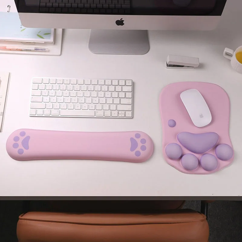 Cat Paw Mouse Pad Wrist Rest Gamer Computer Gel Mouse Pads Set Cute Kawaii Keyboard Pad Wrist Support Mousepad mouse pad gaming mousepad wrist pad