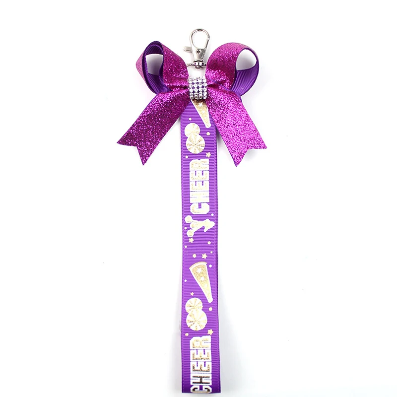 Landical 12 Portachiavi Con Fiocco Da Cheerleader Blu E Strass - Pin Me Ribbon Per Zaino, Regalo Ragazze - 6
