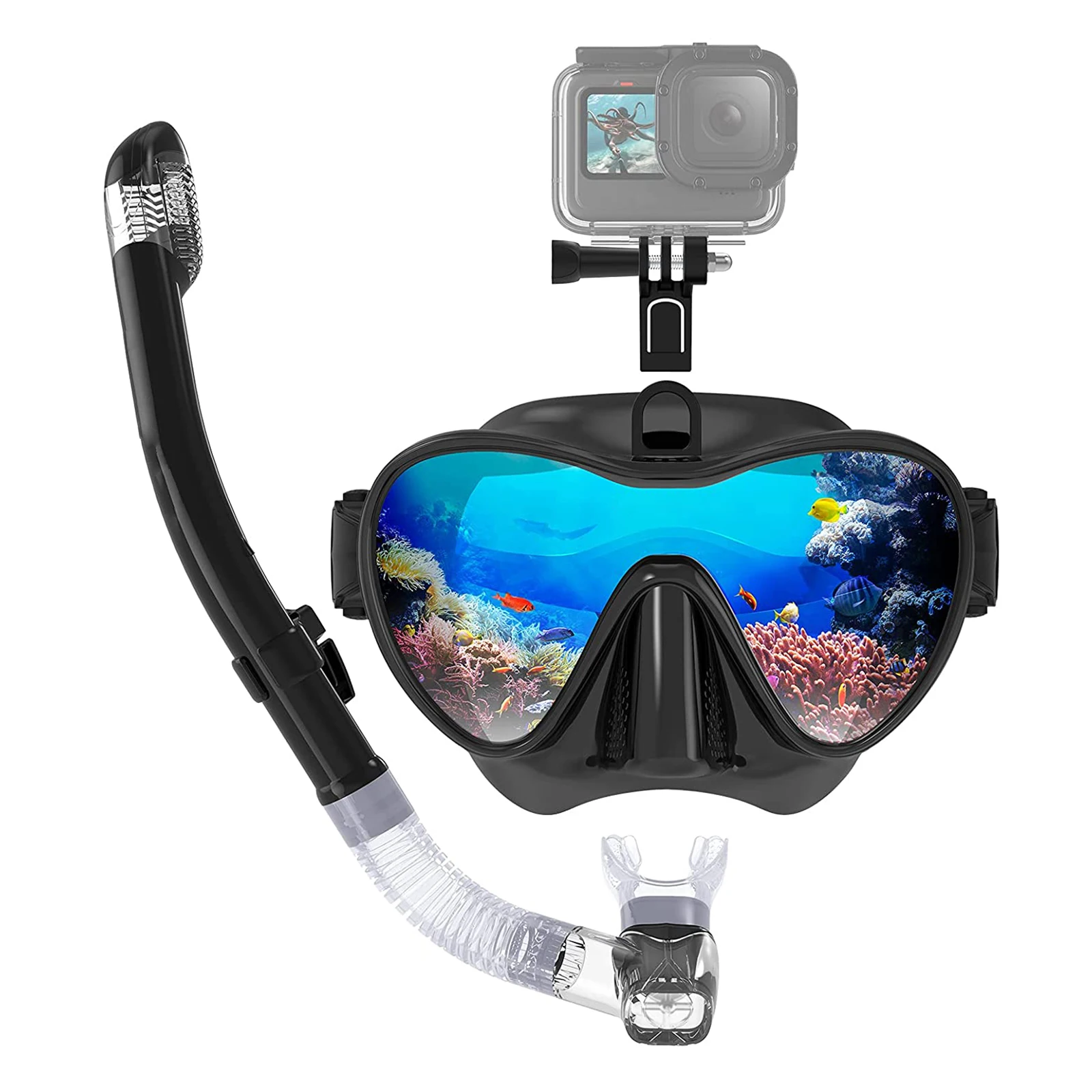 Diving Mask Snorkel Swim Goggles Full Face Snorkeling Anti Fog For GoPro GER 
